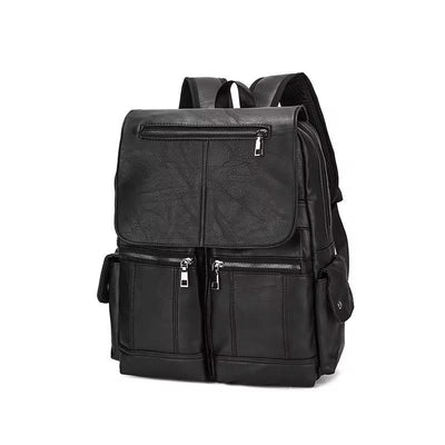Sac à dos en cuir décontracté pour ordinateur, design élégant, parfait pour le travail, les études et les voyages.