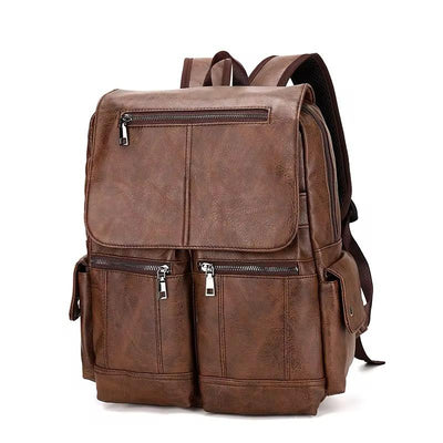Sac à dos en cuir décontracté pour ordinateur, design élégant, parfait pour le travail, les études et les voyages.