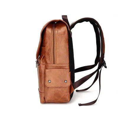Sac à dos en cuir décontracté pour ordinateur, design élégant, parfait pour le travail, les études et les voyages.