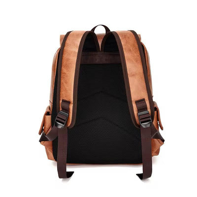 Sac à dos en cuir décontracté pour ordinateur, design élégant, parfait pour le travail, les études et les voyages.